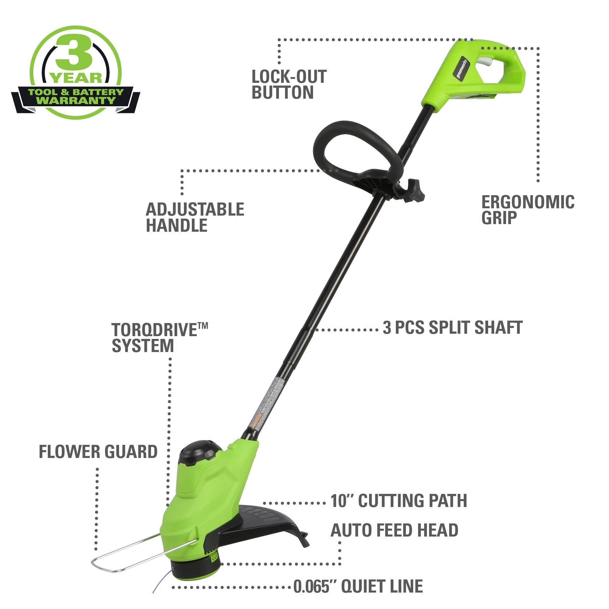 24V 10 Cordless Battery String Trimmer w/ 2.0Ah Battery and Charger