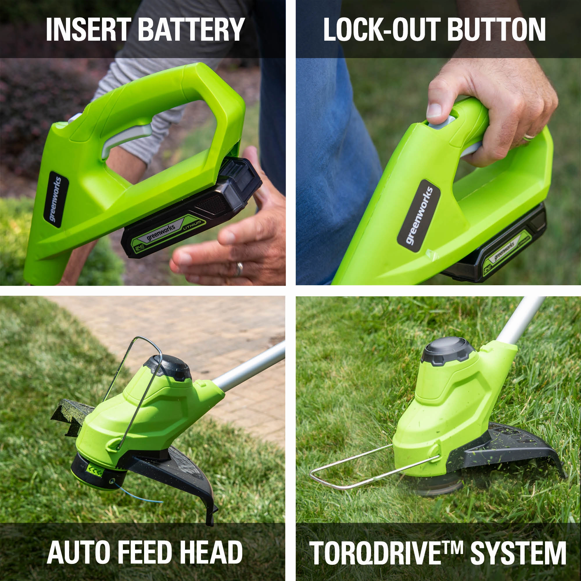 24V 10 Cordless Battery String Trimmer w/ 2.0Ah Battery and Charger