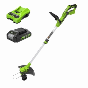 24V 12 Cordless Battery String Trimmer & Edger w/ 2.0Ah USB Battery & Charger
