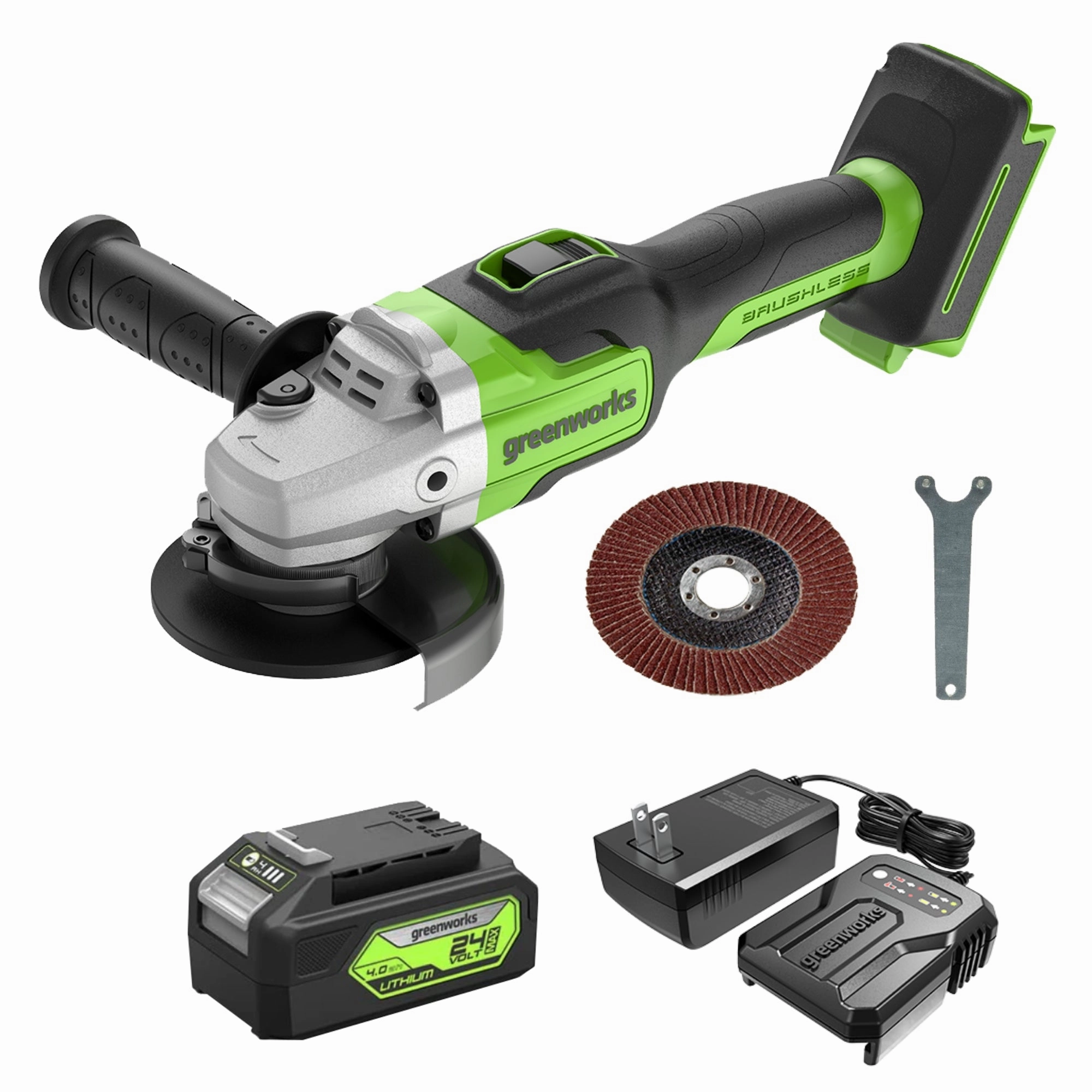 24V 4.5 Cordless Battery Angle Grinder w/ 4.0Ah Battery & Charger