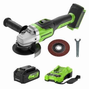 24V 4.5 Cordless Battery Brushless Angle Grinder w/ 4.0Ah USB Battery & Charger
