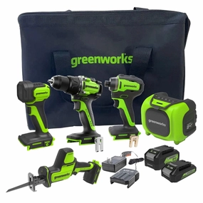 24V 5-Tool Power Tool Combo Kit w/ (1) 2.0Ah. (1) 4.0Ah Battery & Charger