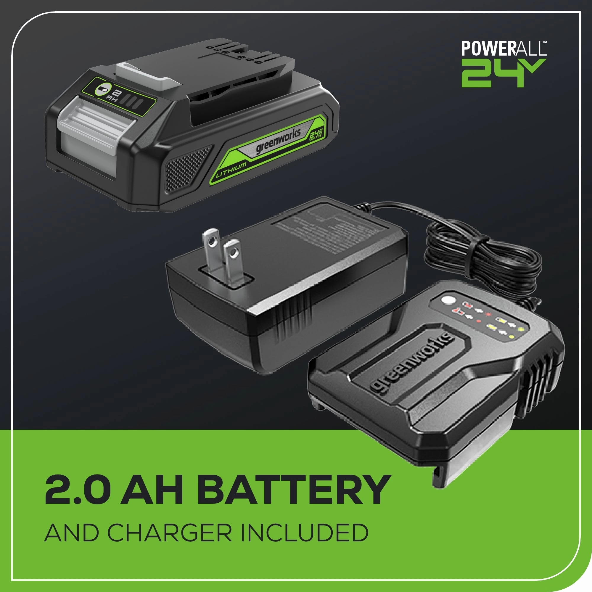 24V Cordless Battery Inflator w/ 2.0Ah Battery & Charger