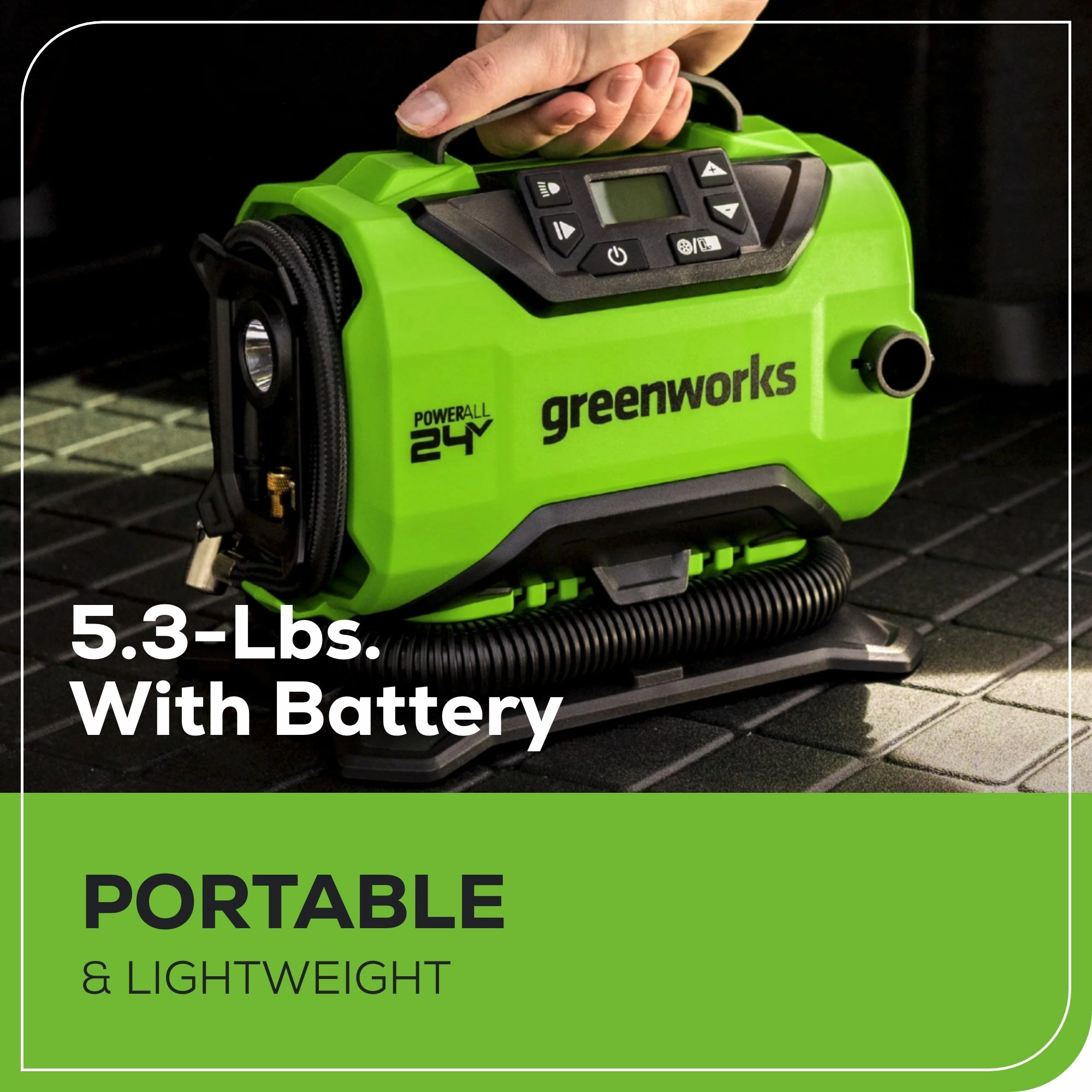 24V Cordless Battery Inflator w/ 2.0Ah Battery & Charger