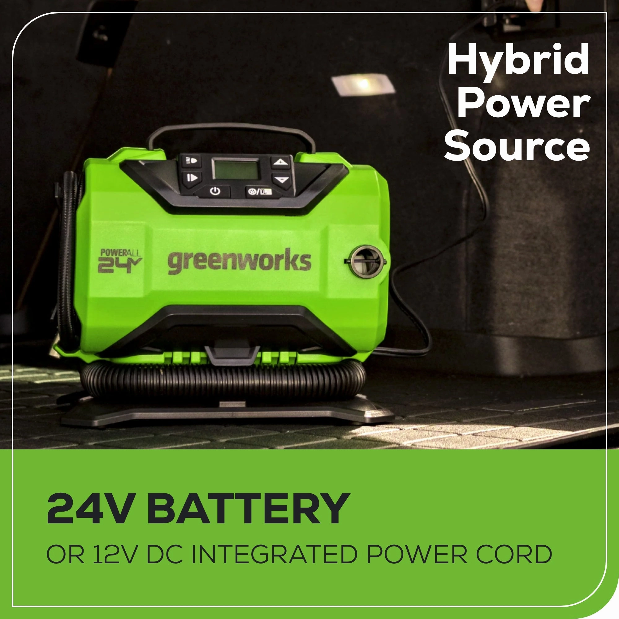 24V Cordless Battery Inflator w/ 2.0Ah Battery & Charger