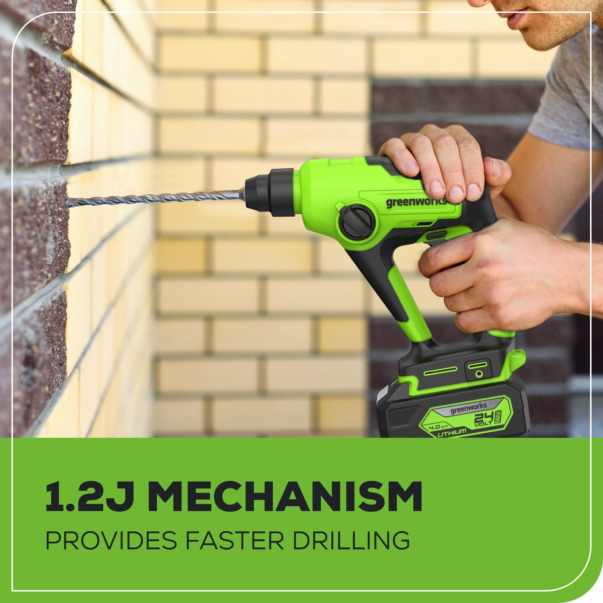24V SDS 1.2J Brushless Rotary Hammer Drill & (3) 6 Drill Bits w/ 4.0Ah Battery and Charger