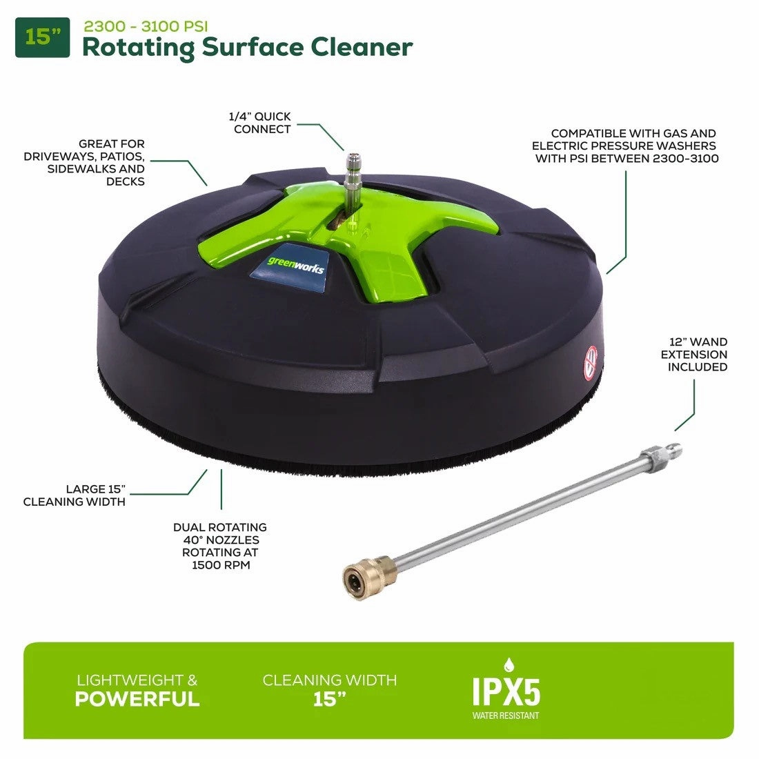 3000 PSI Pressure Washer w/ 15 Surface Cleaner & Extension Combo Kit
