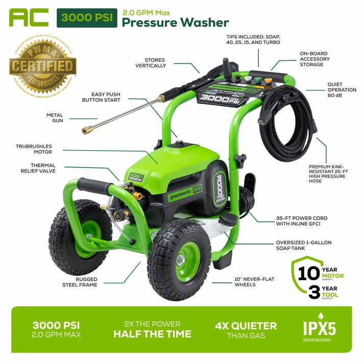 3000 PSI Pressure Washer w/ Premium Foam Cannon Combo Kit