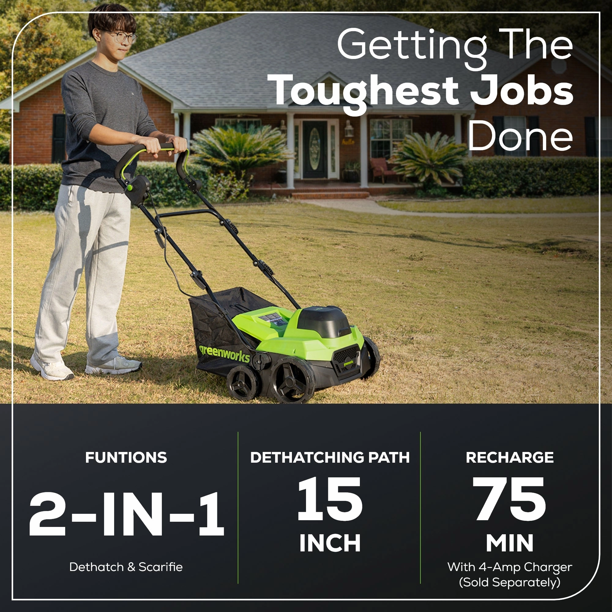 40V 15 Cordless Battery Dethatcher/Scarifier (Tool Only)