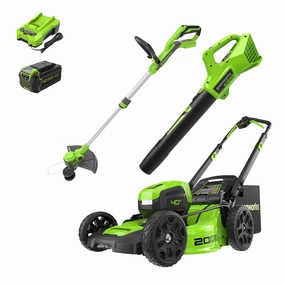 40V 20 Cordless Battery Push Mower 3pc Combo Kit w/ 4.0Ah Battery & Charger