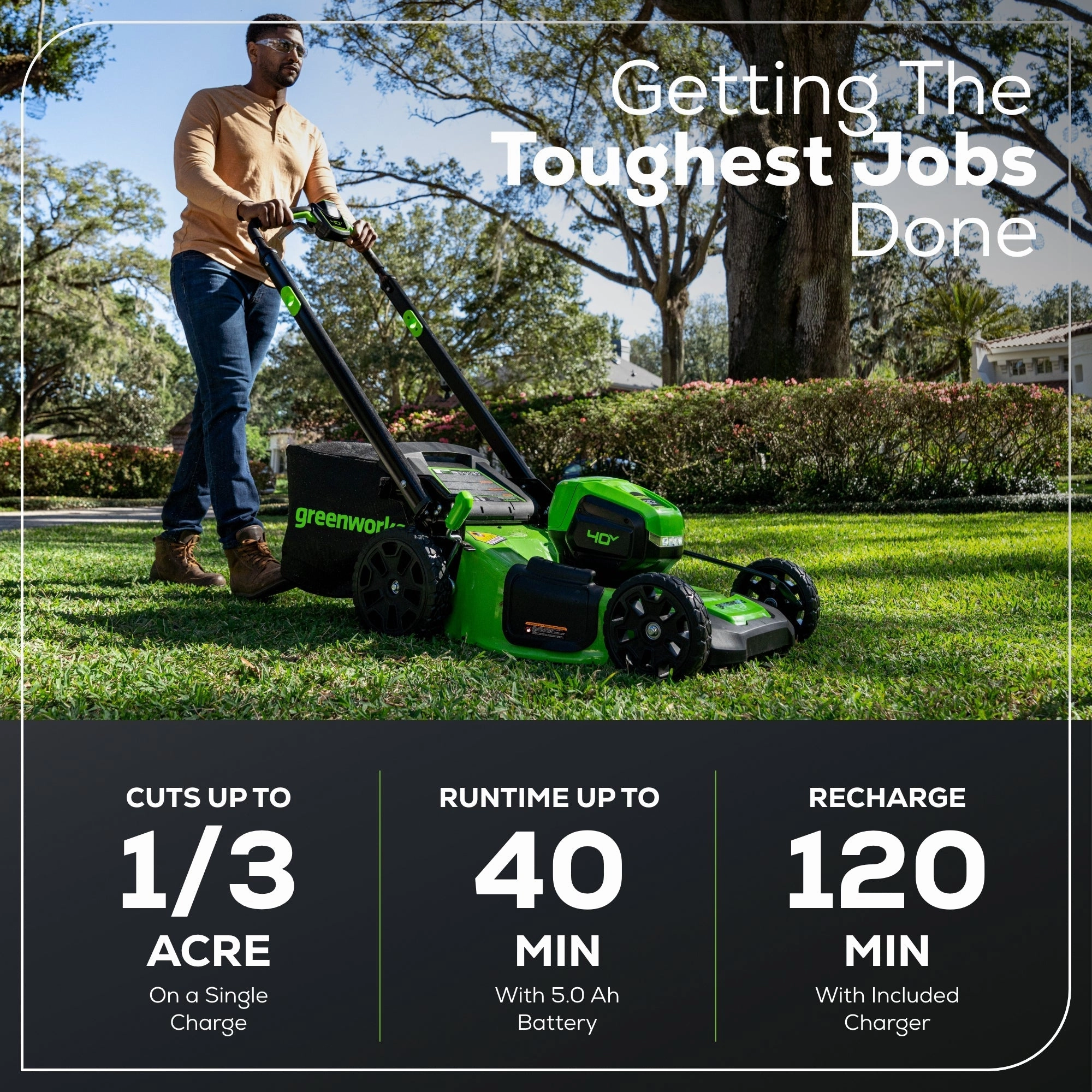 40V 21 Cordless Battery Self-Propelled Mower 3pc Combo Kit w/ 5.0Ah Battery & Charger