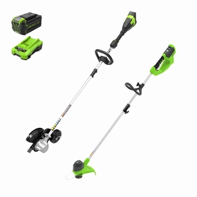 40V 8 Cordless Battery Edger & 12 String Trimmer Combo Kit w 4.0 Ah Battery & Charger