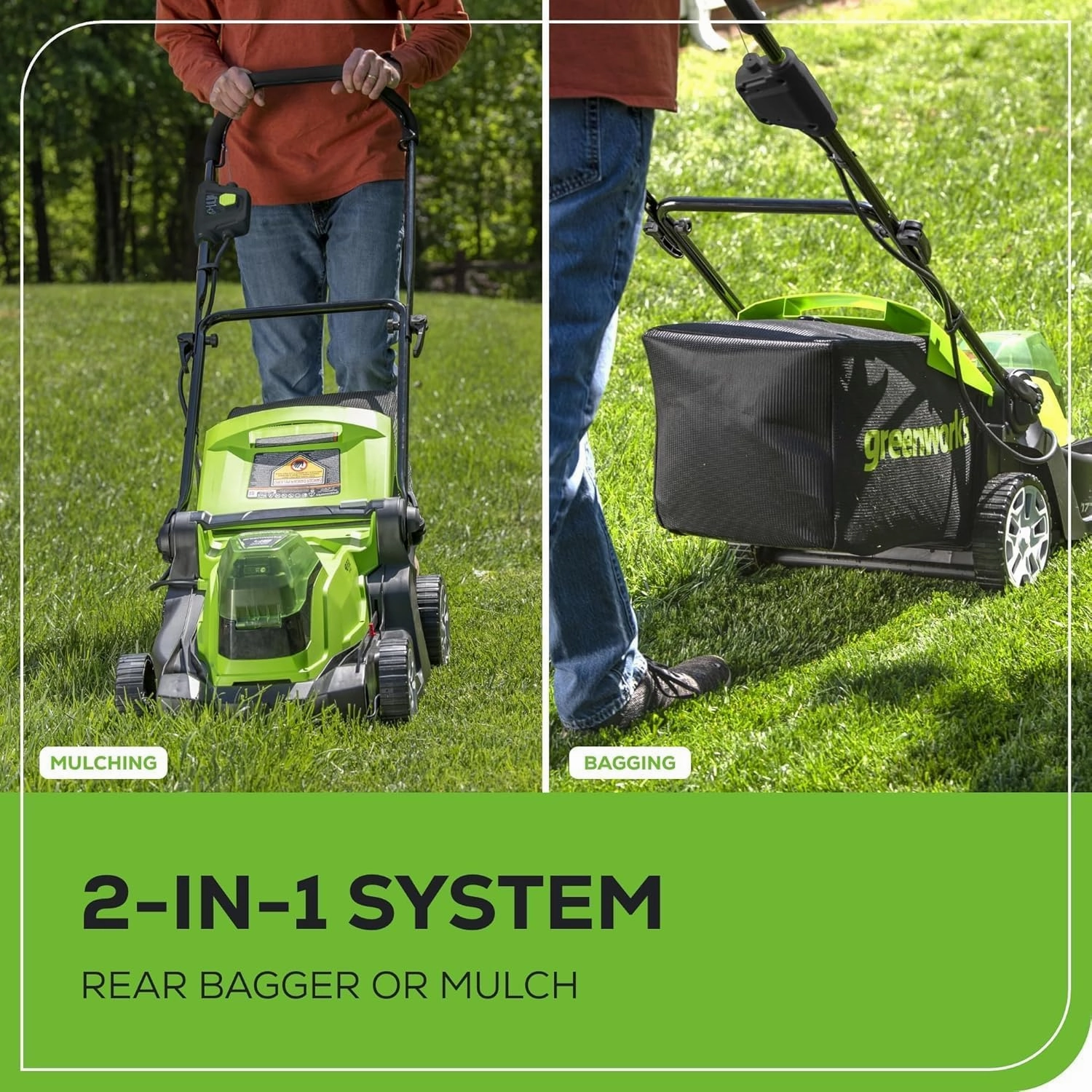 48V (2x24V) 17 Lawn Mower 4-pc Combo Kit w/ (2) 4.0Ah Batteries and (2) 2.0Ah Batteries & 2A Dual Port Charger