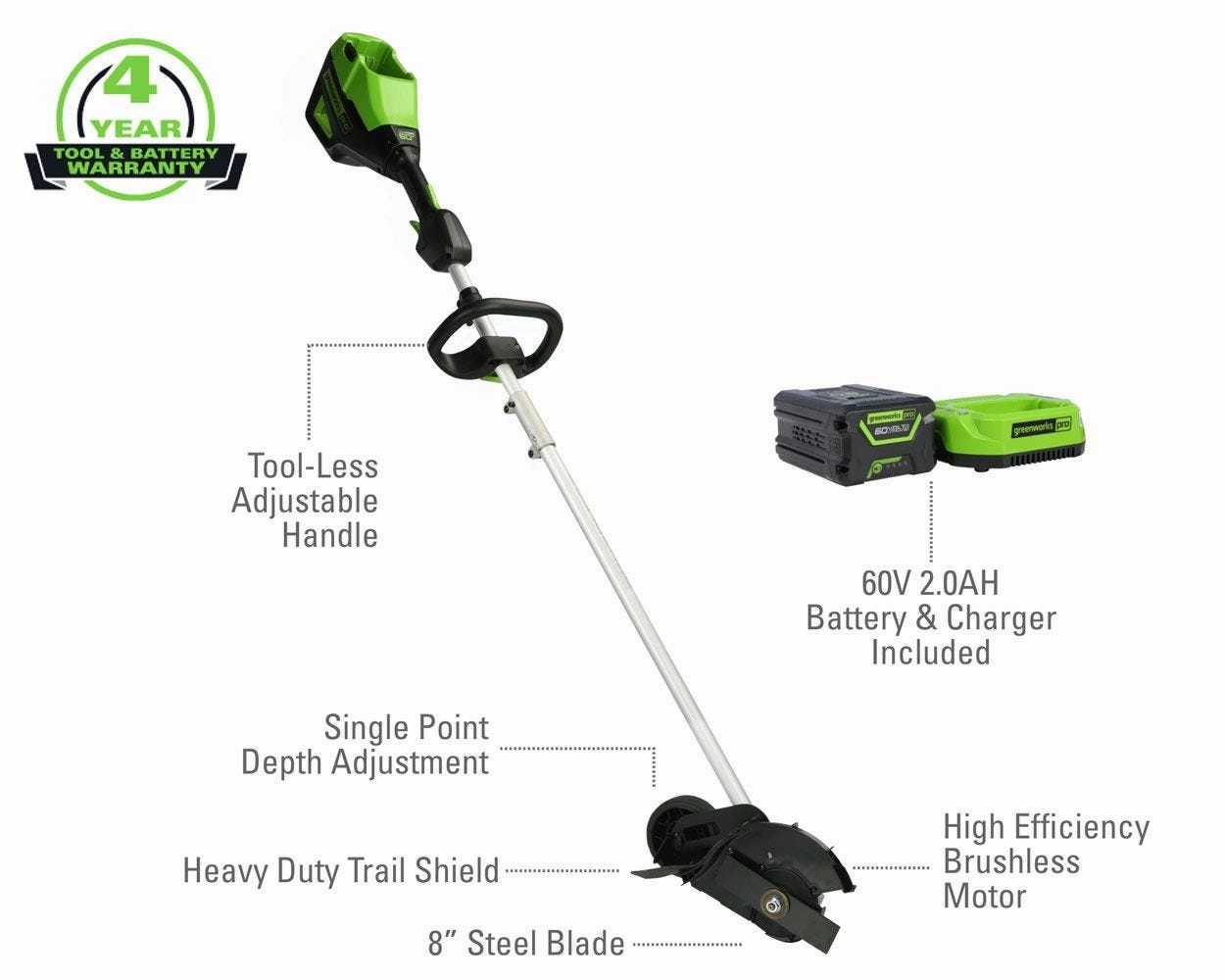 60V 16 String Trimmer and 8 Edger Combo Kit w/ 2.0Ah Battery & Charger