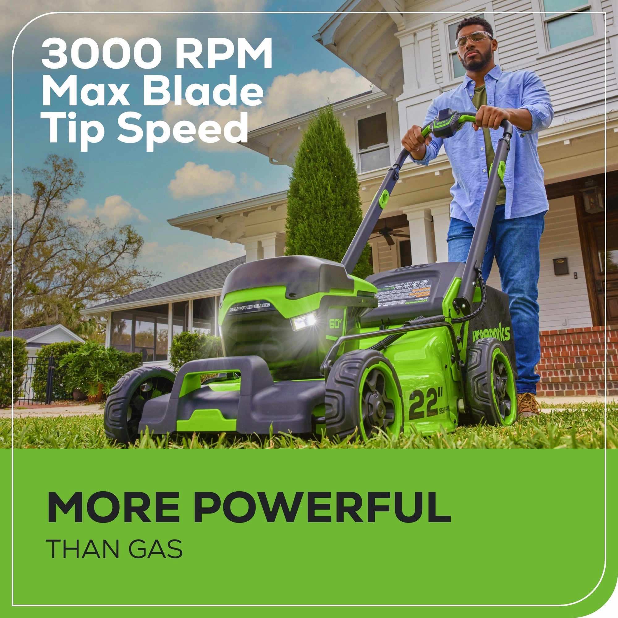 60V 22 Brushless Cordless Self-Propelled Lawn Mower w/ (2) 5.0Ah Battery & 6A Dual Port Charger