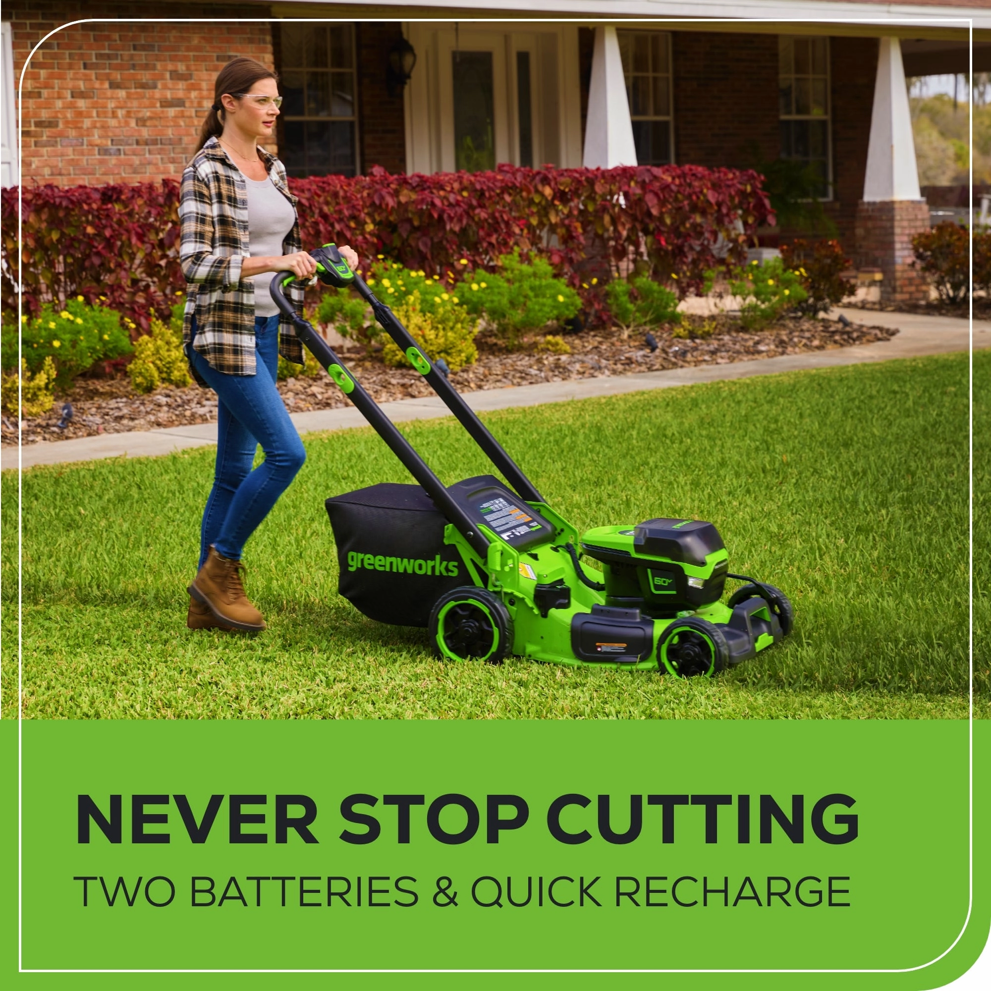 60V 22 Brushless Cordless Self-Propelled Lawn Mower w/ (2) 5.0Ah Battery & 6A Dual Port Charger