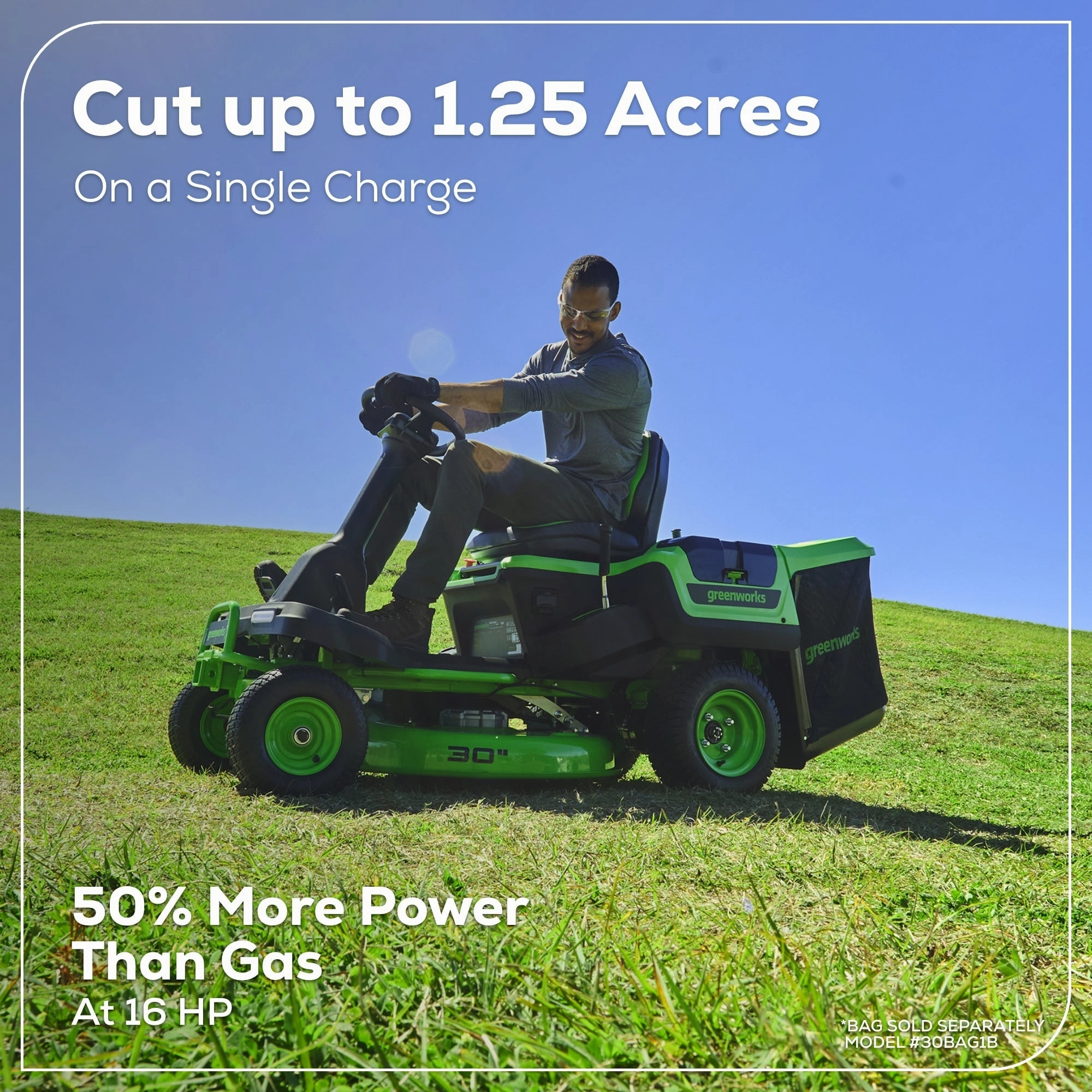 60V 30 CrossoverT Riding Lawn Tractor 3PC Combo Kit w/ Two 8.0Ah Batteries. Two 4.0Ah Batteries. One 2.5Ah Battery and Two Chargers