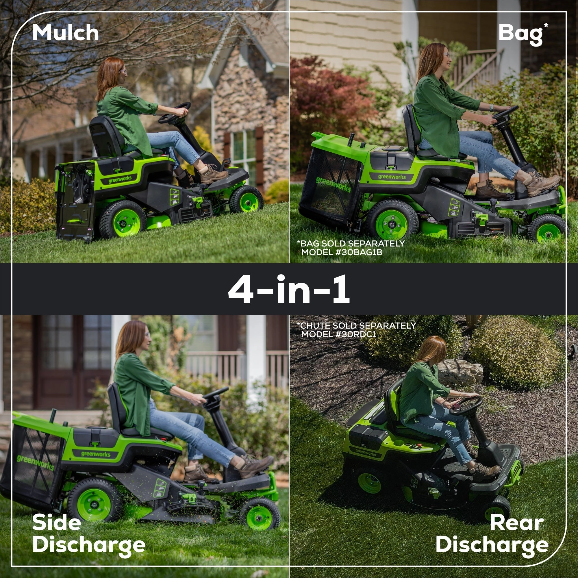 60V 30 CrossoverT Riding Lawn Tractor 3PC Combo Kit w/ Two 8.0Ah Batteries. Two 4.0Ah Batteries. One 2.5Ah Battery and Two Chargers