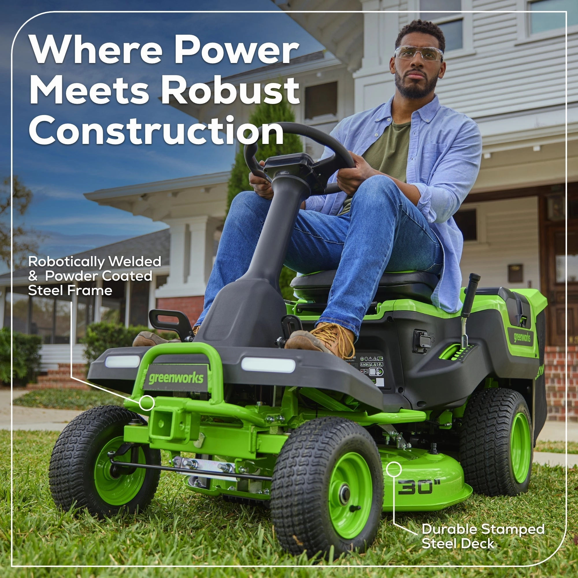 60V 30 CrossoverT Riding Lawn Tractor 3PC Combo Kit w/ Two 8.0Ah Batteries. Two 4.0Ah Batteries. One 2.5Ah Battery and Two Chargers