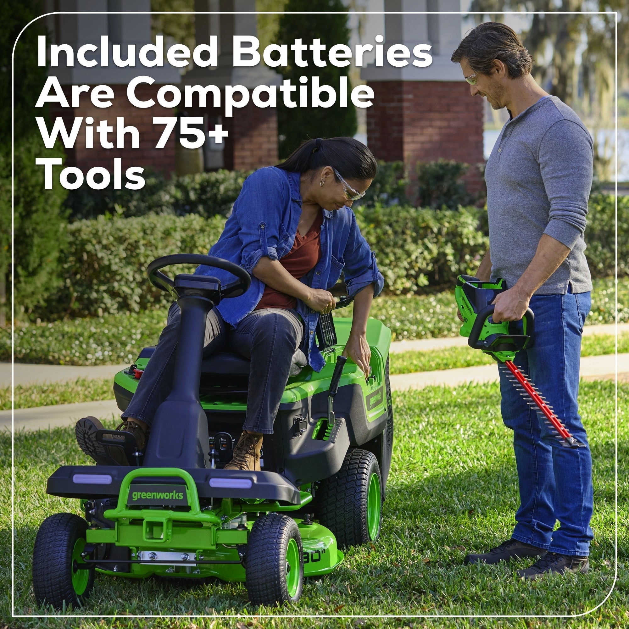 60V 30 CrossoverT Riding Lawn Tractor 3PC Combo Kit w/ Two 8.0Ah Batteries. Two 4.0Ah Batteries. One 2.5Ah Battery and Two Chargers