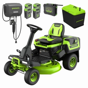 60V 30 CrossoverT Riding Lawn Tractor. Bagger Included w/ (4) 8.0Ah (1) 20.0Ah Batteries & 600-Watt Charger