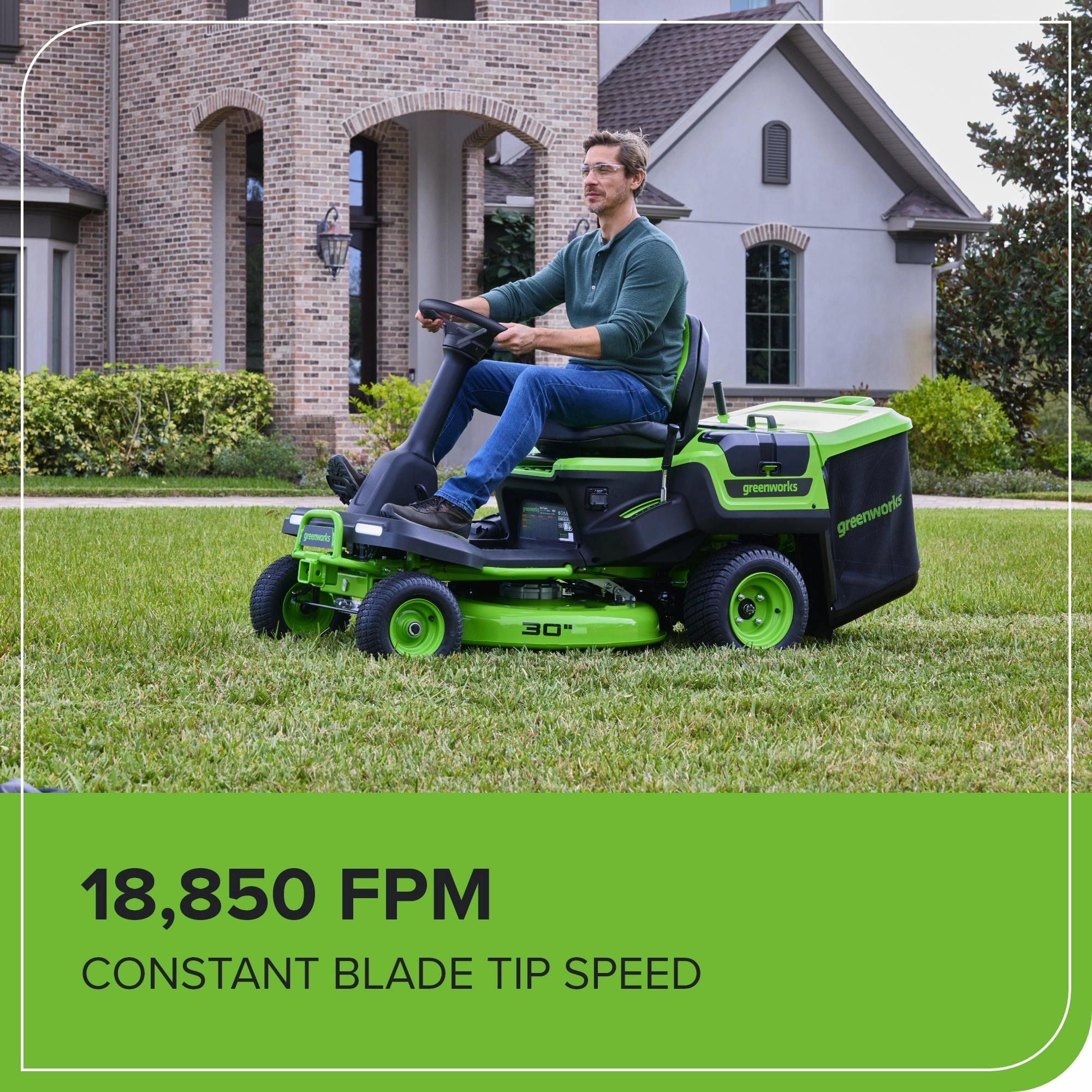 60V 30 CrossoverT Riding Lawn Tractor. Bagger Included w/ (4) 8.0Ah (1) 20.0Ah Batteries & 600-Watt Charger