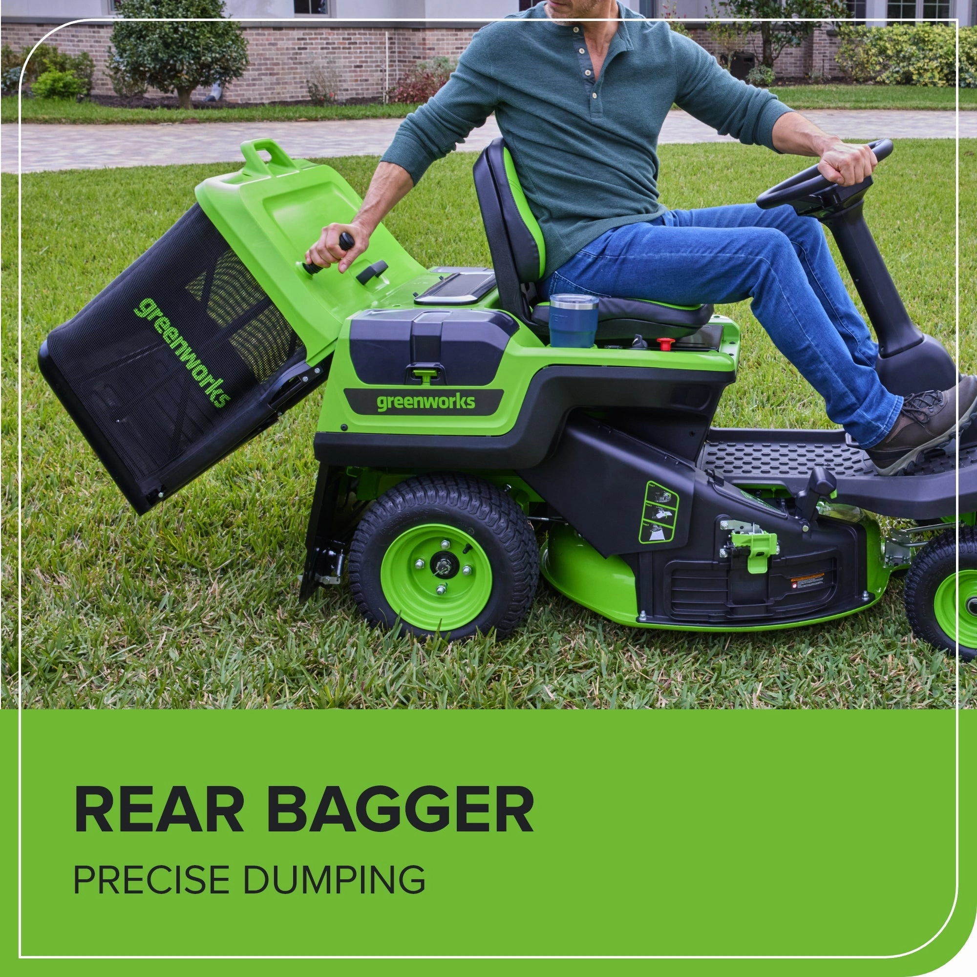 60V 30 CrossoverT Riding Lawn Tractor. Bagger Included w/ (4) 8.0Ah (1) 20.0Ah Batteries & 600-Watt Charger