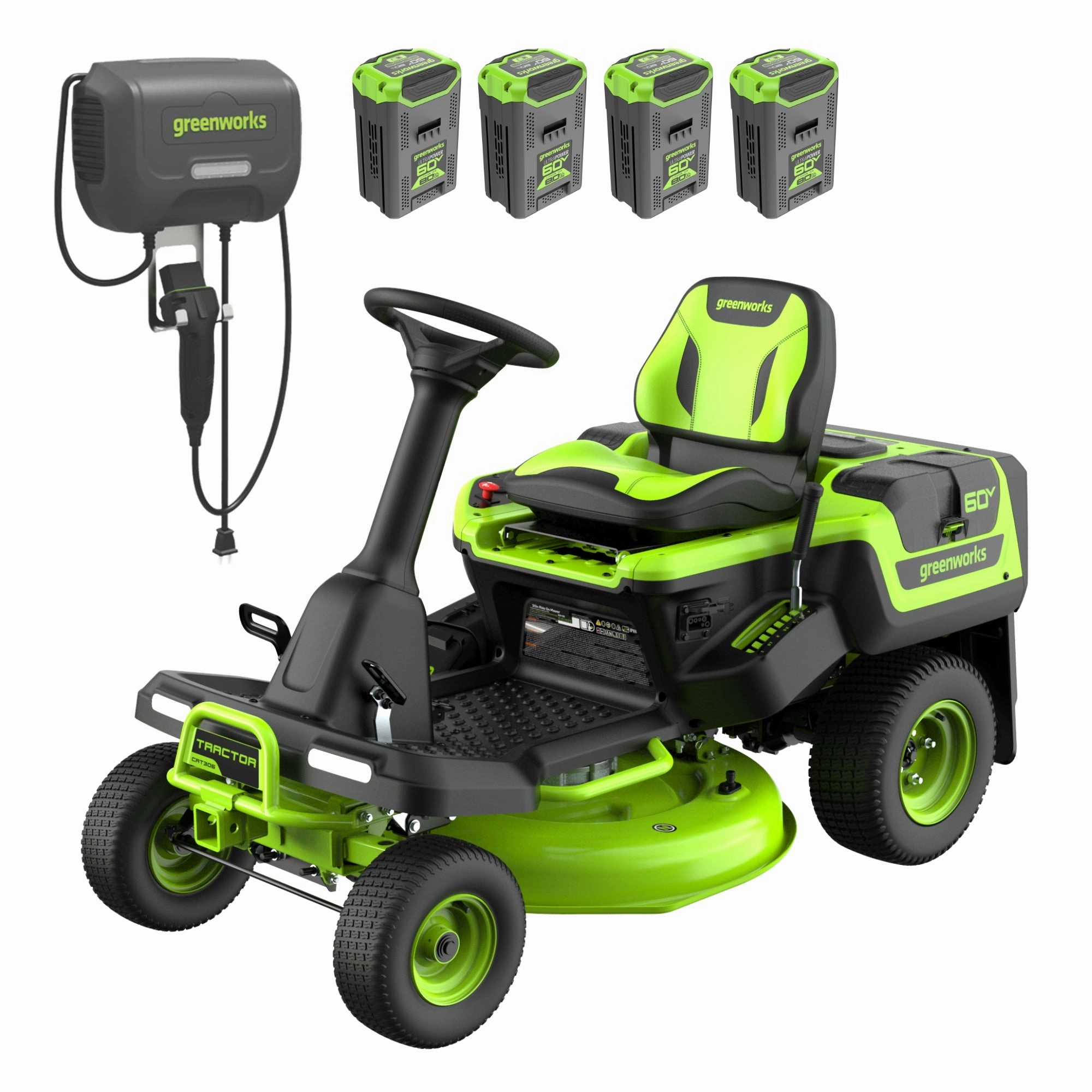 60V 30 CrossoverT Riding Lawn Tractor with (4) 8.0Ah Batteries & 600-Watt Charger