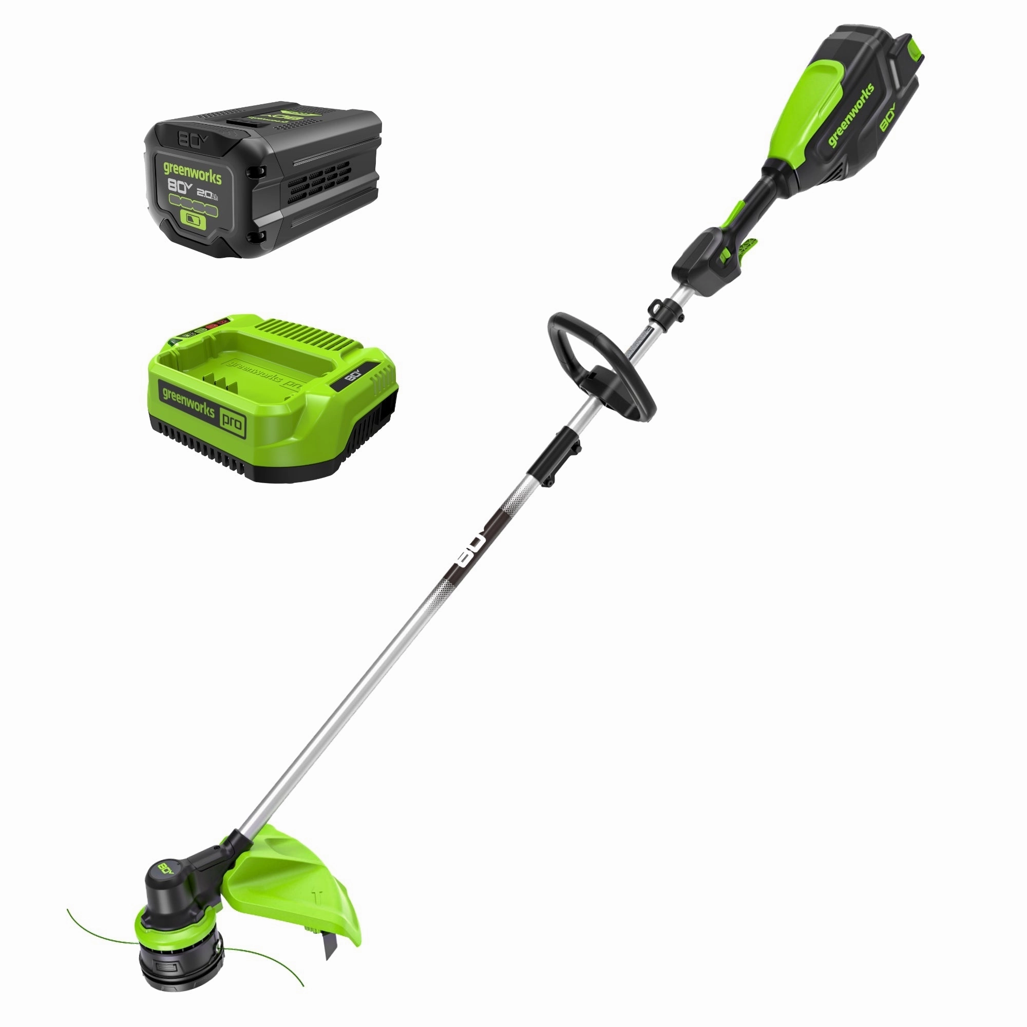 80V 16 Cordless Battery String Trimmer & 8 Edger Combo Kit w/ 2.0Ah Battery & Charger