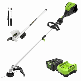 80V 16 Cordless Battery String Trimmer (Attachment Capable) & 8-Inch Edger Attachment Combo Kit w/ 2.0Ah Battery & Charger