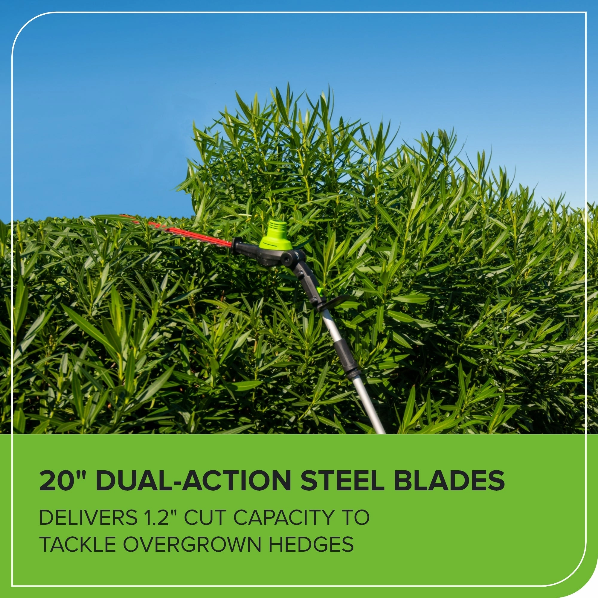 80V 20 Cordless Battery Pole Hedge Trimmer (1.2 cut. 3200 SPM). Tool-Only