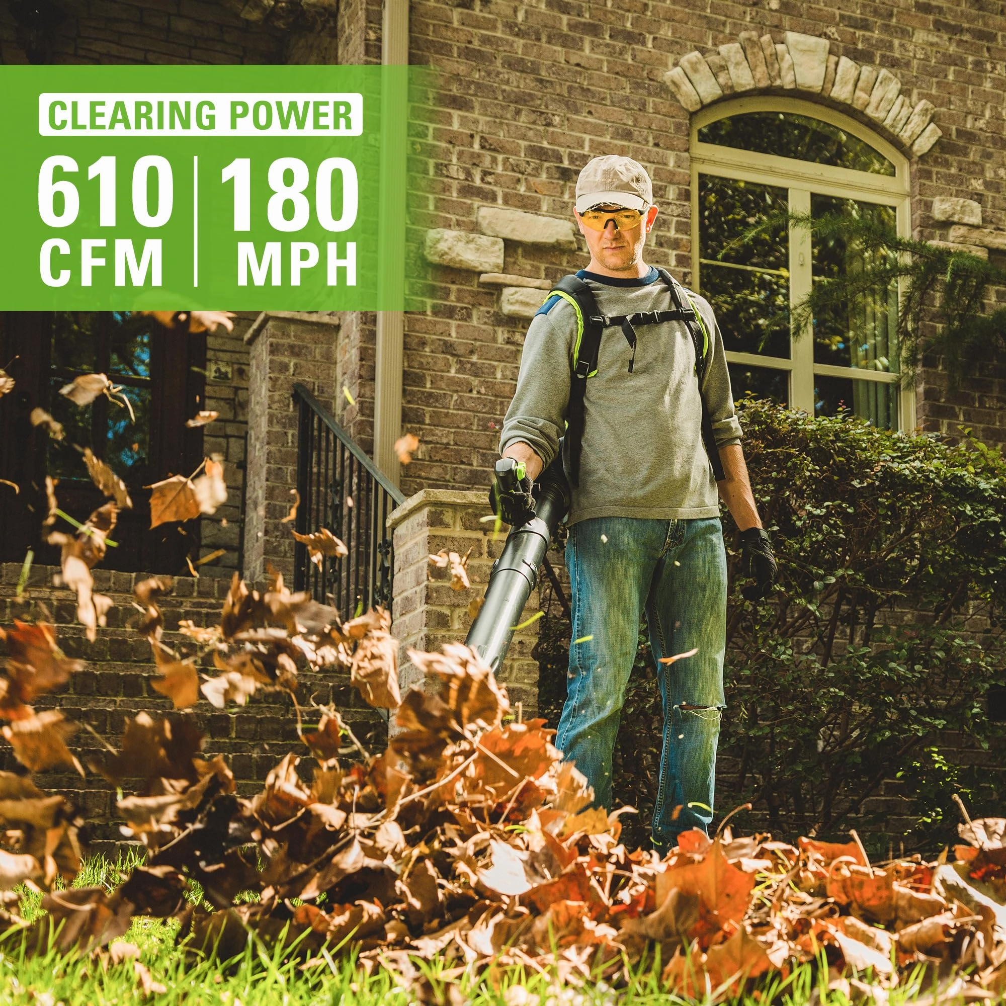80V 610 CFM Cordless Battery Backpack Blower w/5Ah Battery and Rapid Charger