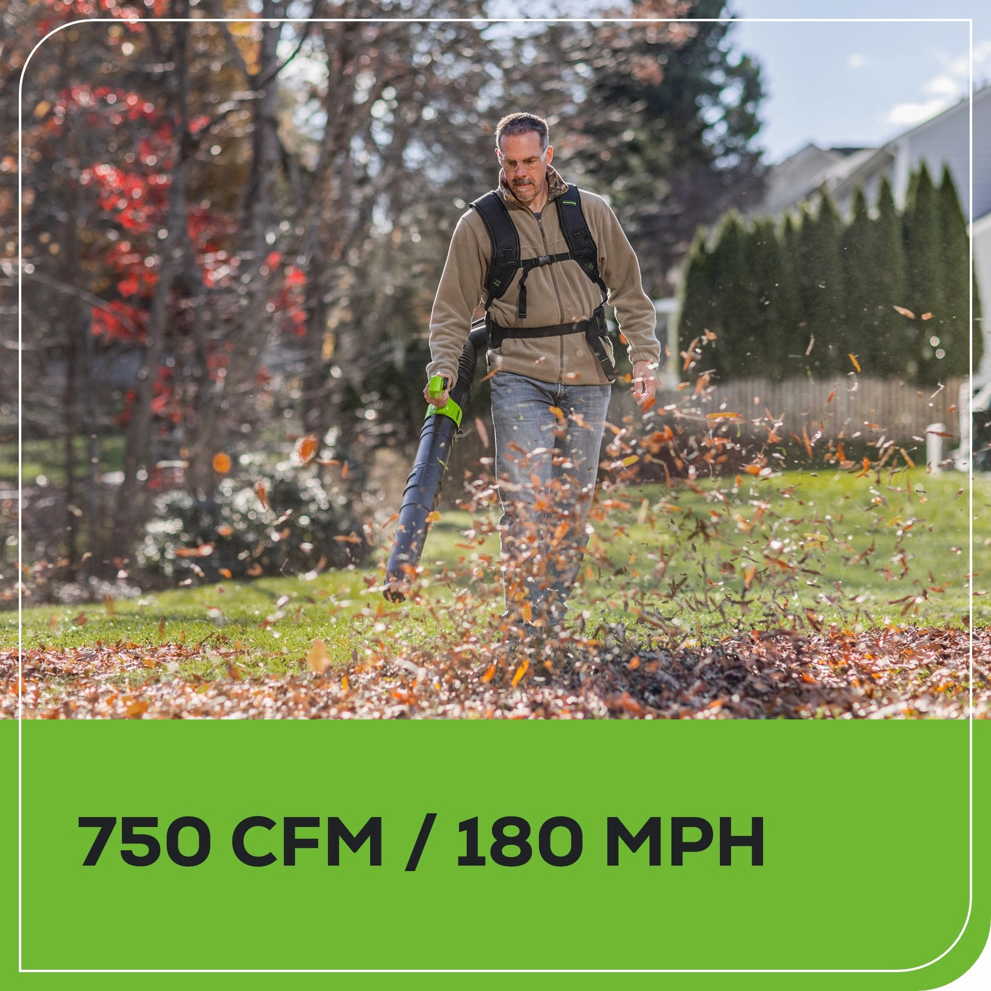 80V 750 CFM Cordless Battery Single Port Backpack Blower w/ 8Ah Battery & 6A Charger