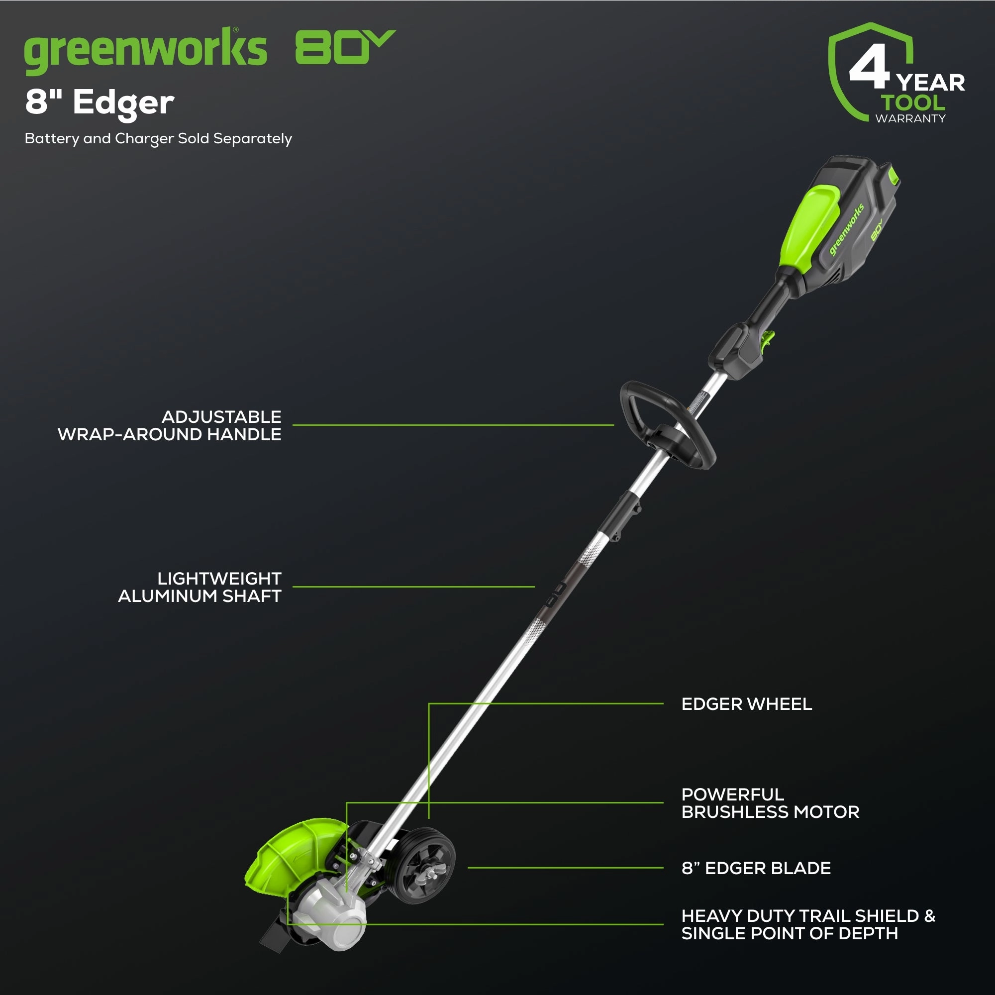 80V 8 Cordless Battery Edger Gen 3 (Tool Only)