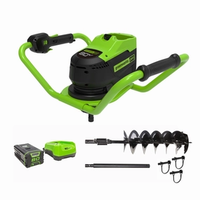 80V Cordless Battery Brushless Earth Auger / Post Hole Digger w/ 4Ah Battery & Charger