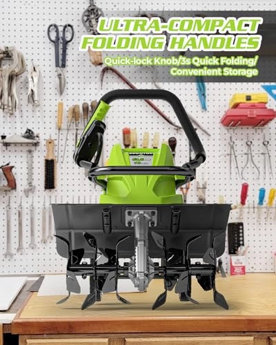         18-Inch 13.5 Amp Tiller/Cultivator with 6 Steel Tines. 3-Adjustable Wheels. Foldable Handle. 8'' Tilling Depth Electric Corded Tillers. Electric Garden Rototiller for Garden Lawn Soil Digging       