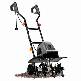         18 Inch 15 Amp Electric Tiller Cultivator. 24 Steel Tines for Gardening. Corded & High Power Garden Roto Tiller. 8.7'' Tilling Depth. 4-Adjustable Wheels. Foldable Handle. for Lawn Yard. Gray       