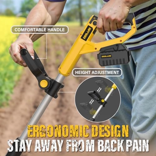         20V Cordless Electric Tiller. 9-Inch Garden Cultivator 360RPM Battery Powered Rototiller Portable Lightweight Efficient Tilling Includes 4.0Ah Battery and Charger       