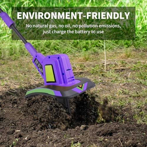         20V Cordless Tiller Cultivator.48 Steel Tines Garden Tiller.8.6 inch Wide Battery Powered Garden Cultivator.(2AH Battery and Charger Included)       