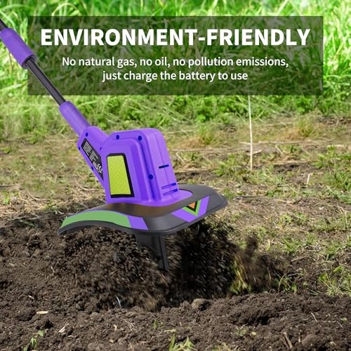         20V Cordless Tiller Cultivator.48 Steel Tines Garden Tiller.8.6 inch Wide Battery Powered Garden Cultivator.(2AH Battery and Charger Included)       