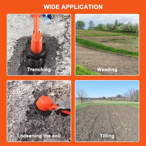         24V Cordless Tiller Cultivator. 4-Inch Tilling Width and Depth. Handheld with Extension Rod. 235 RPM Electric Garden Tiller. Lightweight 1.2kg Body. 2  1.5Ah Batteries & Charger.       
