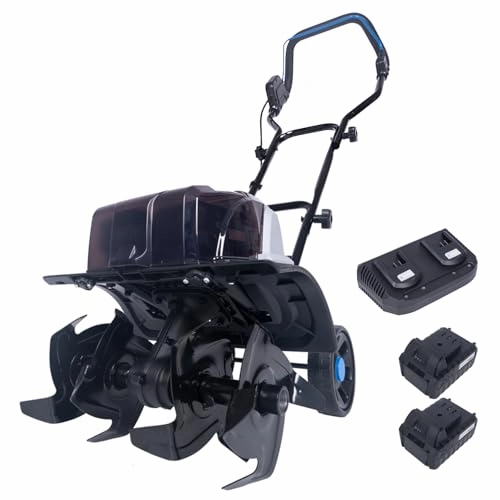         40V Cordless Tiller Cultivator.16 Huge SteelTines Garden Tiller.8.6 inch Wide BatteryPowered Garden Cultivator.(2 4AH Battery andCharger Included)       