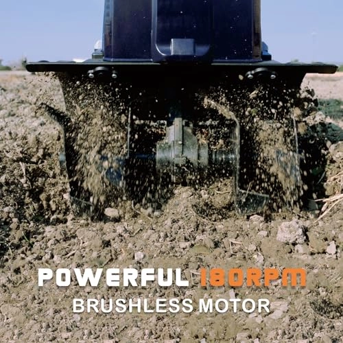         40V Cordless Tiller Cultivator.16 Huge SteelTines Garden Tiller.8.6 inch Wide BatteryPowered Garden Cultivator.(2 4AH Battery andCharger Included)       