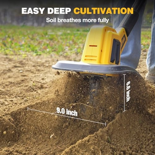         Alloyman 20V Cordless Tiller Cultivator. 360RPM Electric Garden Tiller. with 2 * 2.0Ah Batteries & Charger. 9In Tilling Width and 6.6In Depth Garden Rototiller for Lawn/Gardening/Soil Cultivation       