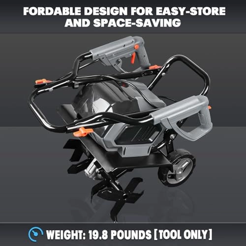         Cordless Garden Tiller Cultivator Compatible with Dewalt 20v Max Battery (Tool Bare) 14.2'' Width 8.7'' Depth 16 Steel Tines. 40V Electric Rototiller Brushless Foldable with Adjustable Wheels       