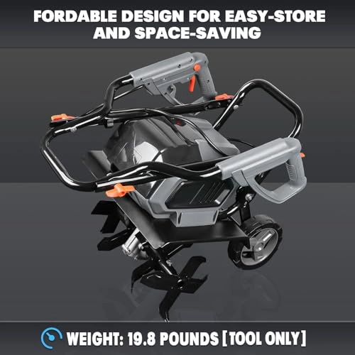         Cordless Garden Tiller Cultivator Compatible with Dewalt 20v Max Battery (Tool Bare) 14.2'' Width 8.7'' Depth 16 Steel Tines. 40V Electric Rototiller Brushless Foldable with Adjustable Wheels       
