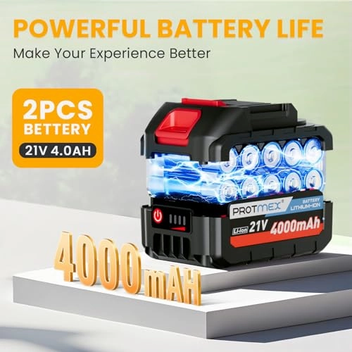         Cordless Tiller Cultivator. 21V 450RPM Electric Tiller with Battery Level Display. 2 * 4.0Ah Batteries & Charger. Tiller for Gardening. Lawn. Soil (Cultivation Width 10/ Depth 9)       