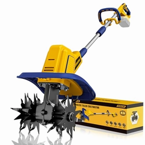         Cordless Tiller Cultivator Compatible with Dewalt 20V Battery(Tool Only). 360RPM Battery Powered Garden Cultivator. 9In Tilling Width & 7In Depth Tiller for Gardening       