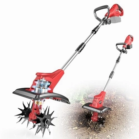         Cordless Tiller Cultivator for Milwaukee 18V Battery: MtiolHig Tiller for Gardening 360RPM Electric Garden Tiller. Brushless Rototiller 9 Width and 6.3 Depth for Lawn/Soil Cultivation (No Battery)       