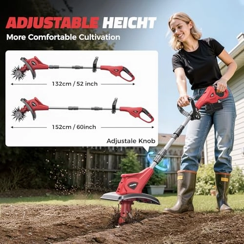         Cordless Tiller Cultivator for Milwaukee 18V Battery: MtiolHig Tiller for Gardening 360RPM Electric Garden Tiller. Brushless Rototiller 9 Width and 6.3 Depth for Lawn/Soil Cultivation (No Battery)       
